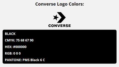 converse brand colors in HEX, RGB, CMYK, and Pantone