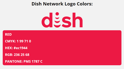 dish network brand colors in HEX, RGB, CMYK, and Pantone