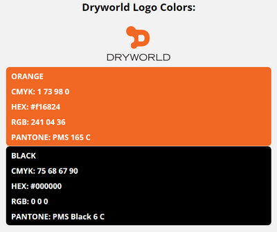 dryworld brand colors in HEX, RGB, CMYK, and Pantone