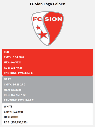 fc sion team colors codes in HEX, RGB, CMYK, and Pantone