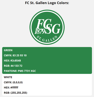 fc st gallen team colors codes in HEX, RGB, CMYK, and Pantone