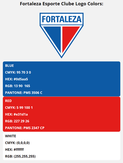fortaleza esporte clube team colors codes in HEX, RGB, CMYK, and Pantone