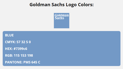 goldman sachs brand colors in HEX, RGB, CMYK, and Pantone
