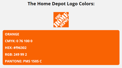 home depot brand colors in HEX, RGB, CMYK, and Pantone