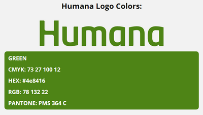 humana brand colors in HEX, RGB, CMYK, and Pantone