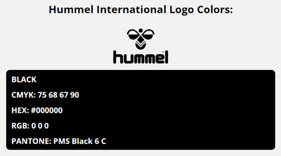 hummel brand colors in HEX, RGB, CMYK, and Pantone
