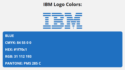 ibm brand colors in HEX, RGB, CMYK, and Pantone