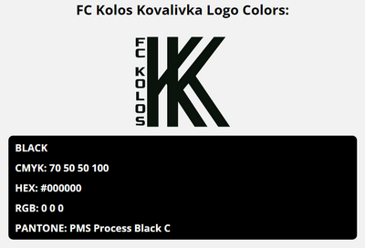 kolos kovalivka team color codes in HEX, RGB, CMYK, and Pantone
