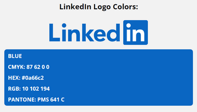 linkedin brand colors in HEX, RGB, CMYK, and Pantone
