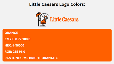little ceasars brand colors in HEX, RGB, CMYK, and Pantone