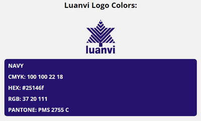 luanvi brand colors in HEX, RGB, CMYK, and Pantone