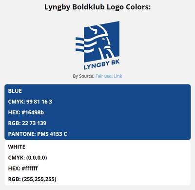 lyngby bk team color codes in HEX, RGB, CMYK, and Pantone