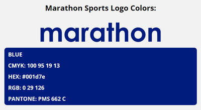 marathon brand colors in HEX, RGB, CMYK, and Pantone