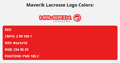 maverik lacrosse brand colors in HEX, RGB, CMYK, and Pantone
