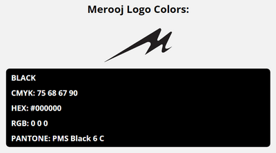 merooj brand colors in HEX, RGB, CMYK, and Pantone