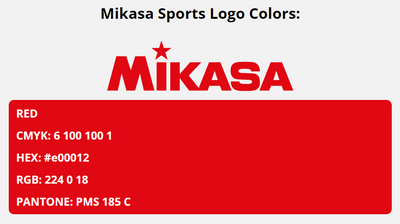 mikasa brand colors in HEX, RGB, CMYK, and Pantone