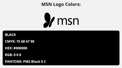msn brand colors in HEX, RGB, CMYK, and Pantone