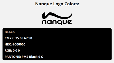 nanque brand colors in HEX, RGB, CMYK, and Pantone