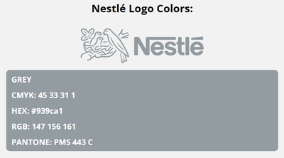 nestle brand colors in HEX, RGB, CMYK, and Pantone