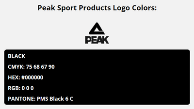 peak brand colors in HEX, RGB, CMYK, and Pantone