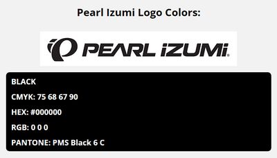 pearl izumi brand colors in HEX, RGB, CMYK, and Pantone