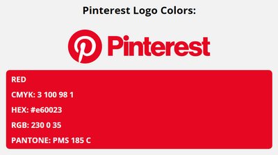 pinterest brand colors in HEX, RGB, CMYK, and Pantone
