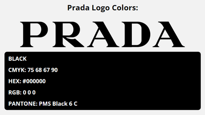prada brand colors in HEX, RGB, CMYK, and Pantone
