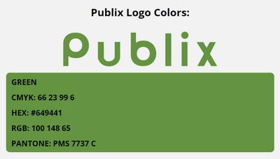 publix brand colors in HEX, RGB, CMYK, and Pantone