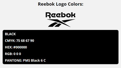 reebok brand colors in HEX, RGB, CMYK, and Pantone