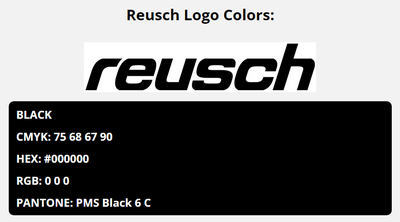 reusch brand colors in HEX, RGB, CMYK, and Pantone