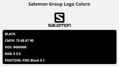 salomon brand colors in HEX, RGB, CMYK, and Pantone