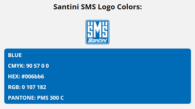 santini sms brand colors in HEX, RGB, CMYK, and Pantone