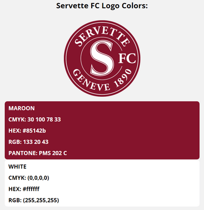 servette fc team colors codes in HEX, RGB, CMYK, and Pantone