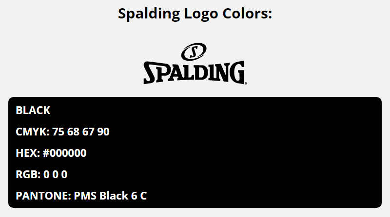 spalding brand colors in HEX, RGB, CMYK, and Pantone