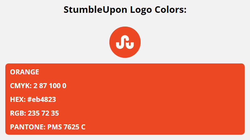 stumbleupon brand colors in HEX, RGB, CMYK, and Pantone