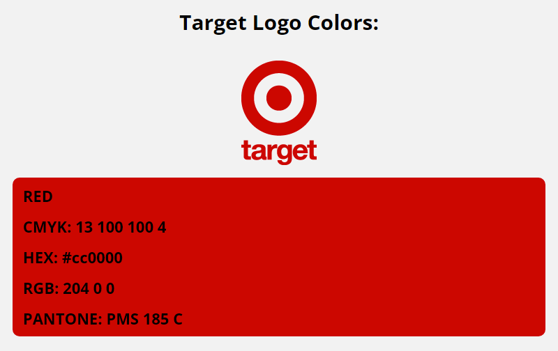 target brand colors in HEX, RGB, CMYK, and Pantone