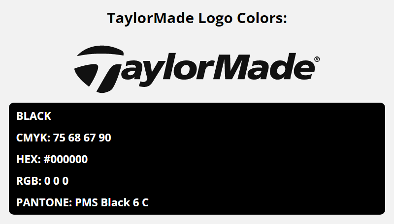 taylormade brand colors in HEX, RGB, CMYK, and Pantone