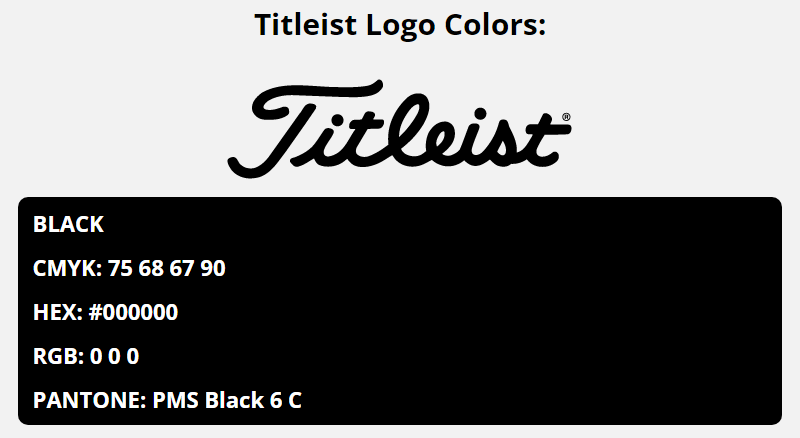 titleist brand colors in HEX, RGB, CMYK, and Pantone