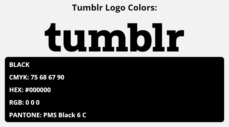 tumblr brand colors in HEX, RGB, CMYK, and Pantone