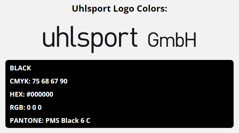 uhlsport brand colors in HEX, RGB, CMYK, and Pantone