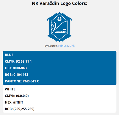 varazdin team color codes in HEX, RGB, CMYK, and Pantone color codes in HEX, RGB, CMYK, and Pantone