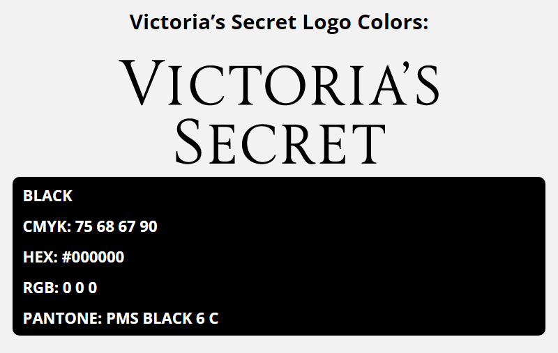 victorias secret brand colors in HEX, RGB, CMYK, and Pantone