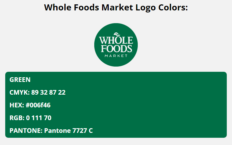 whole foods brand colors in HEX, RGB, CMYK, and Pantone