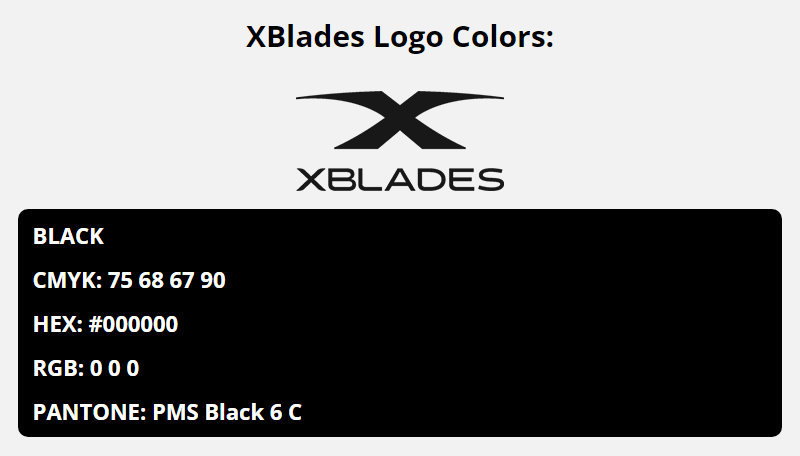 xblades brand colors in HEX, RGB, CMYK, and Pantone